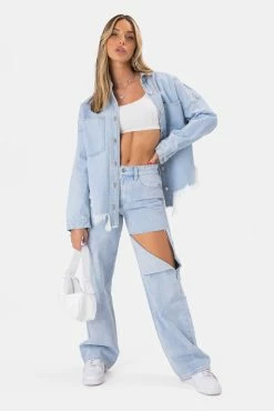 Adika Clothing Rolling Fringed-Hem Denim Jacket