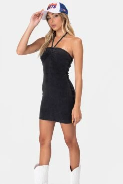 Adika Cady Washed Halter Mini Dress