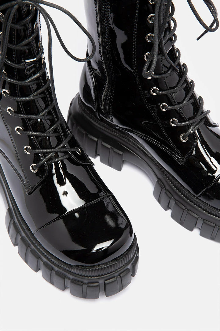 Buy 👍 Adika OUTLET Tank Patent Chunky 🥾 Boots 👍 3 Adika OUTLET Tank Patent Chunky Boots