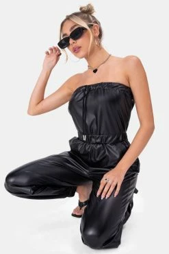 Adika Rizzo Faux Leather Strapless Jumpsuit