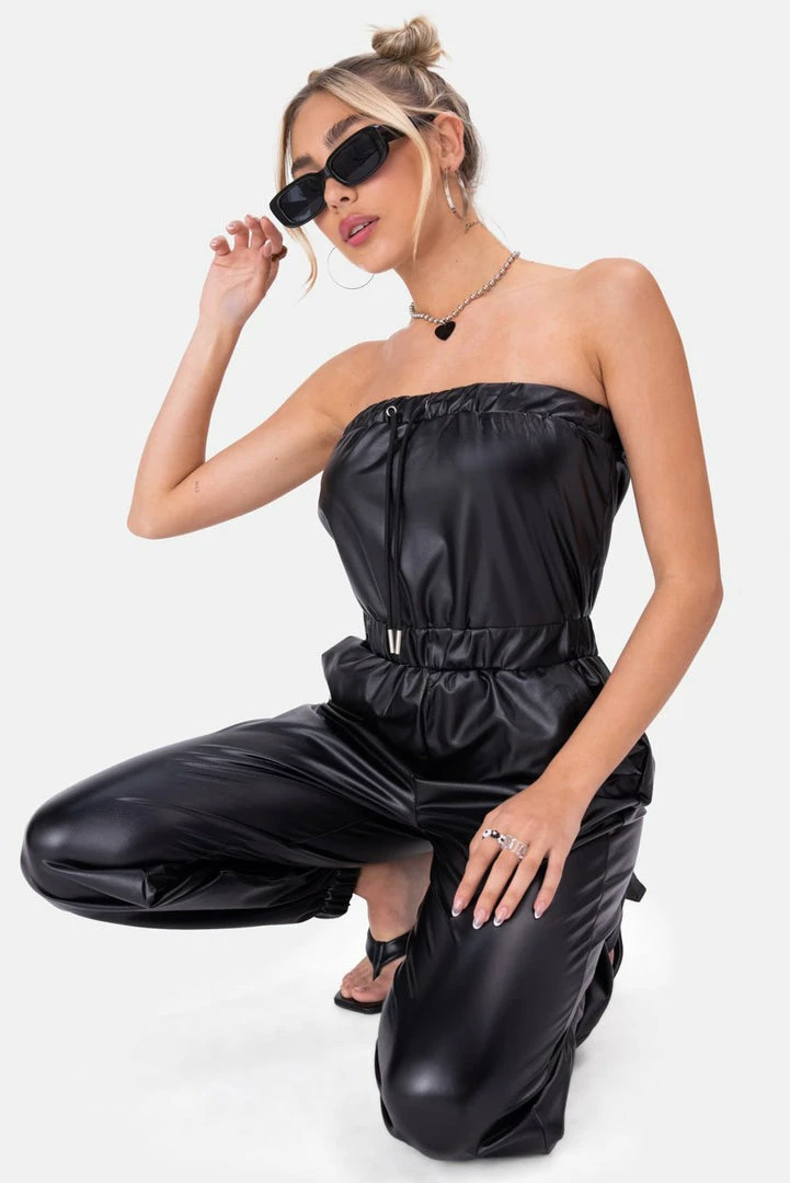 Best Sale 🛒 Adika Rizzo Faux Leather Strapless Jumpsuit ✨ 1 Adika Rizzo Faux Leather Strapless Jumpsuit