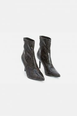 Adika Snake Faux Leather Stiletto Booties OUTLET