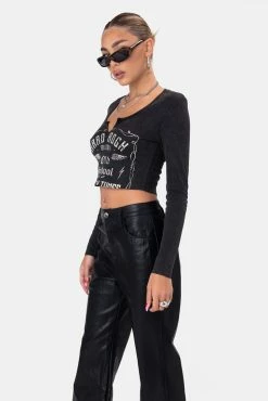 Adika LET’S ROCK Cropped Ribbed Tee Clothing