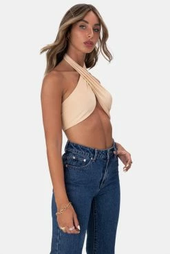 Adika Fudge Cross-Wrap Halter Top OUTLET