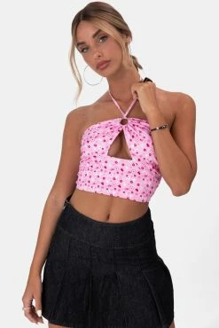 Adika Floret Halter Crop Top