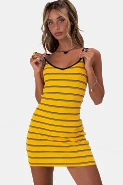 Adika Bumblebee Ribbed Striped Mini Dress