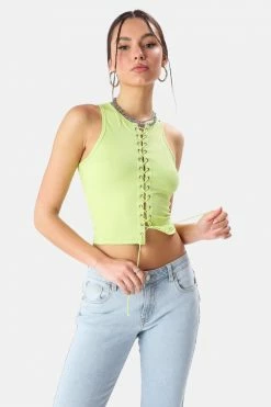 Adika Notting Lace-Up Ribbed Top Clothing