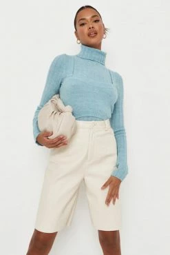 Adika Tops MISSGUIDED // Turtleneck Knit Sweater With Overlayer Top