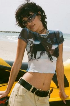 Adika Ranch Curly-Hem Mesh Tee