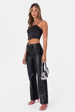 Adika Baxter Satin-Finish Crop Top OUTLET