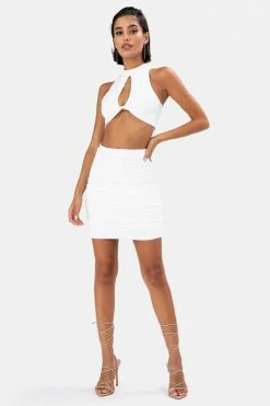 Adika Stone Ruched Mini Skirt