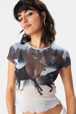 Adika Ranch Curly-Hem Mesh Tee