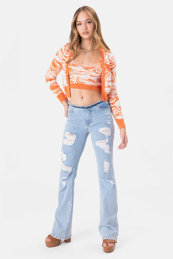 Best Pirce 🌟 Adika Kido Marble Print Knitted Crop Top 🥰 2 Adika Kido Marble Print Knitted Crop Top