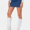 Adika Watts Side-Lace Denim Mini Skirt Clothing