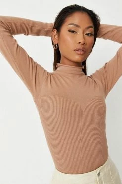 Best Sale 🛒 Adika Tops MISSGUIDED // Mock Neck Rib-Detail Knitted Top 🥰 6 Adika Tops MISSGUIDED // Mock Neck Rib-Detail Knitted Top