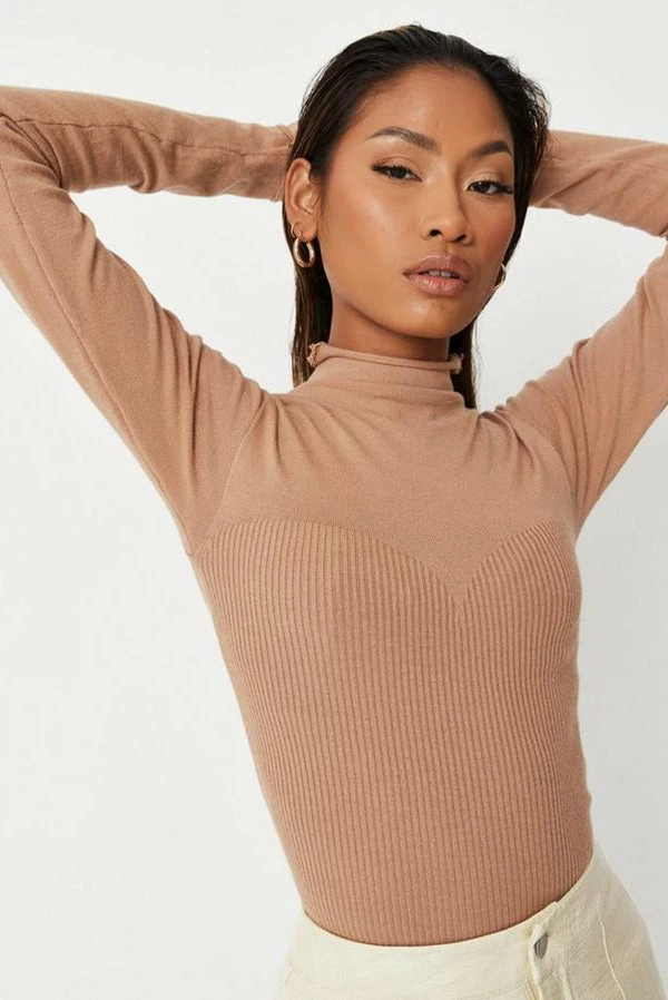 Best Sale 🛒 Adika Tops MISSGUIDED // Mock Neck Rib-Detail Knitted Top 🥰 3 Adika Tops MISSGUIDED // Mock Neck Rib-Detail Knitted Top