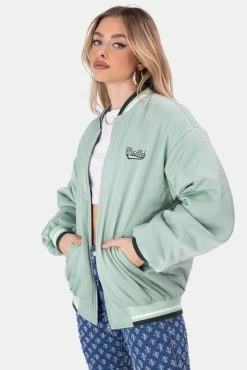 Best Pirce 🔥 Adika SPOILED Satin Finish Varsity Jacket ⌛ 7 Adika SPOILED Satin Finish Varsity Jacket