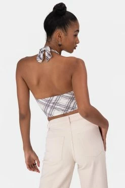 Cheap 🎁 Adika Craig Plaid Halter Crop Top Clothing 🌟 8 Adika Craig Plaid Halter Crop Top Clothing