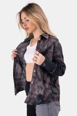 New 🔔 Adika Max Tie-Dye Plaid 👚 Shirt ✨ 7 Adika Max Tie-Dye Plaid Shirt