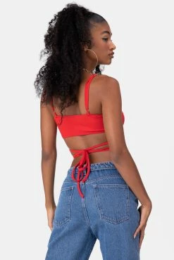 Adika Saweetie Wrap-Tie Crop Top OUTLET