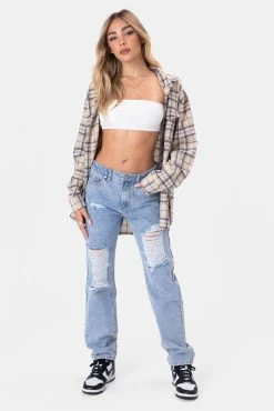 Adika Nash Rhinestone Detail Ripped Jeans | MOM