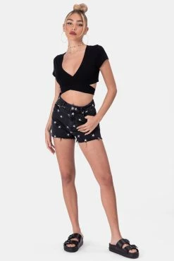 Adika OUTLET Starry Embroidery Denim Shorts