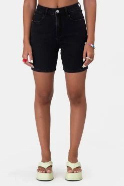 Adika Cut-Out Detail Biker Denim Shorts