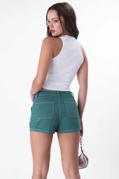 New 😀 Adika Rico Contrast-Seams Denim Shorts ❤️ 10 Adika Rico Contrast-Seams Denim Shorts