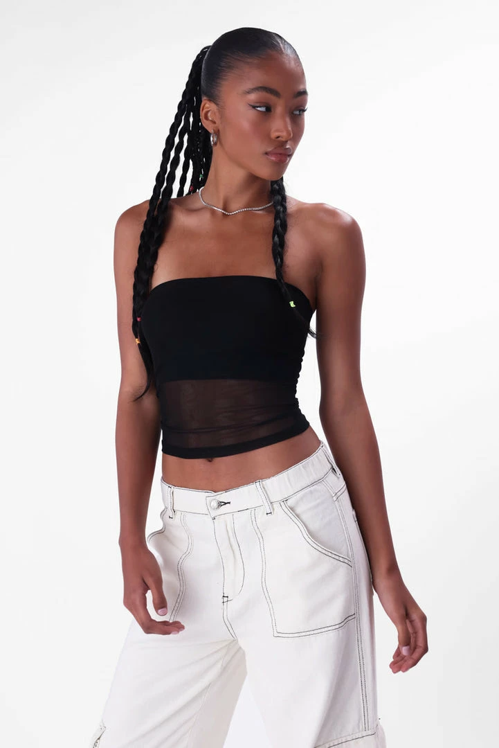 Cheap ❤️ Adika Scouter Mesh Detail Tube Top ✨ 4 Adika Scouter Mesh Detail Tube Top