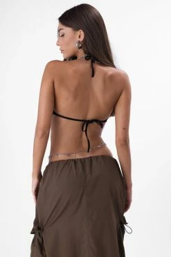 Adika Wing-It Backless Halter Crop Top
