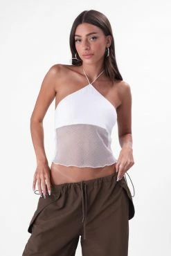 Adika Freckles Mesh Panel Halter Top