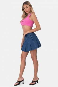 Adika Anderson Pleated Denim Mini Skirt Clothing