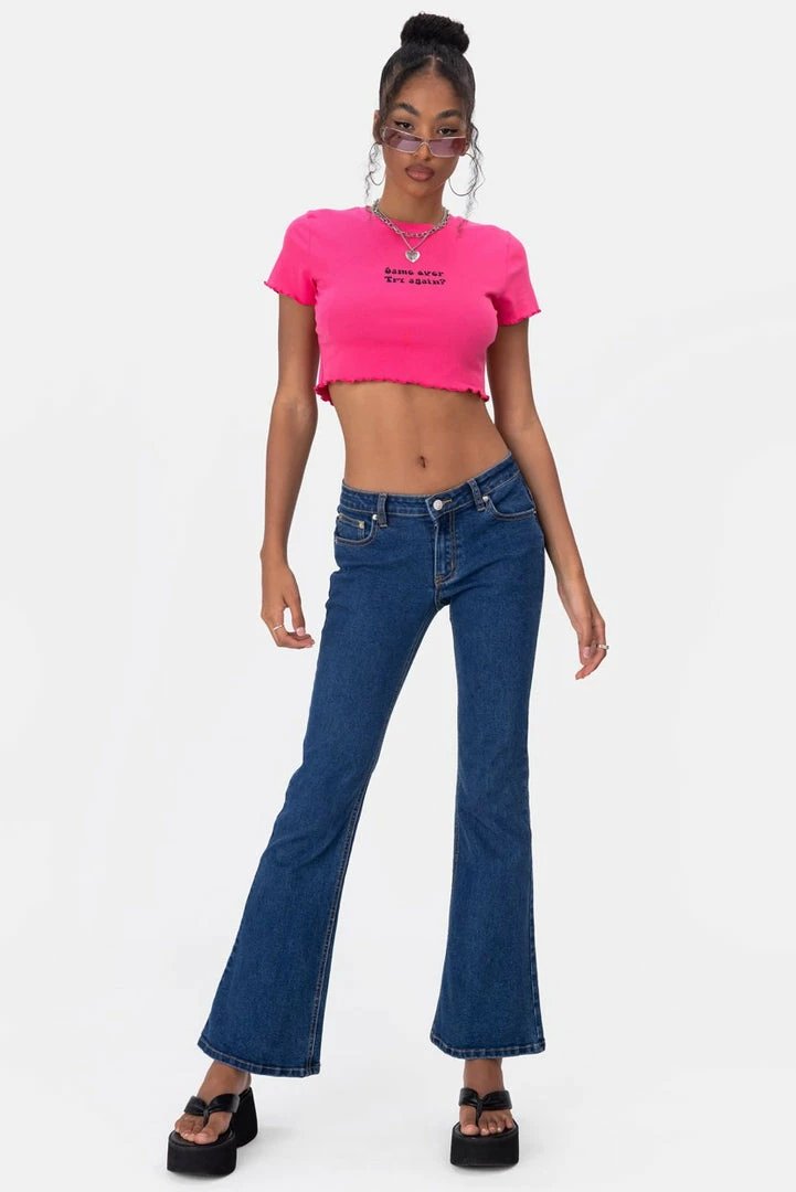 Discount 🤩 Adika TRY AGAIN Wavy Outline Cropped Tee ⭐ 1 Adika TRY AGAIN Wavy Outline Cropped Tee