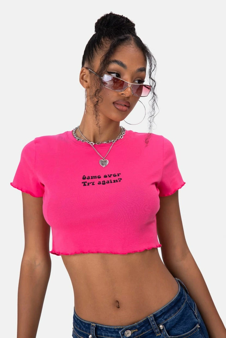 Discount 🤩 Adika TRY AGAIN Wavy Outline Cropped Tee ⭐ 4 Adika TRY AGAIN Wavy Outline Cropped Tee