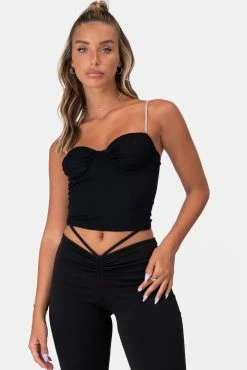 Adika Dynast Rhinestone-Straps Crop Top
