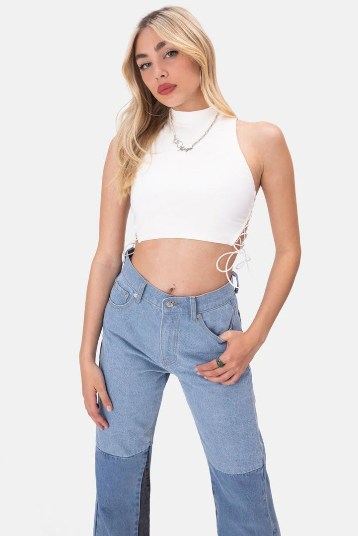 Buy 👍 Adika Y2K Fever Aguilera Lace-Up Crop Top ⭐ 3 Adika Y2K Fever Aguilera Lace-Up Crop Top