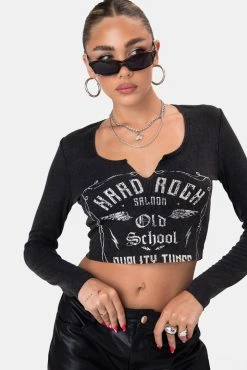 Adika LET’S ROCK Cropped Ribbed Tee Clothing