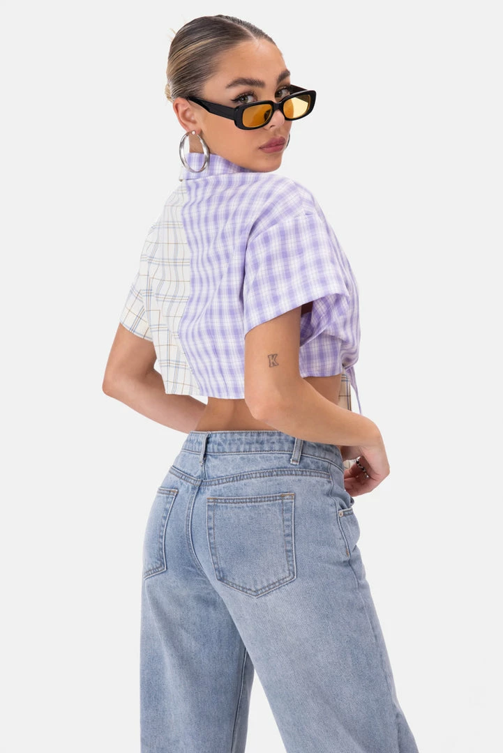 Best deal 😍 Adika Square Tie-Front Plaid 👚 Shirt 😍 4 Adika Square Tie-Front Plaid Shirt