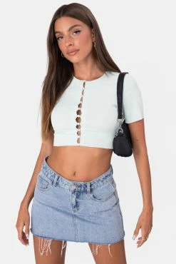 Adika Graham Button-Down Crop Top