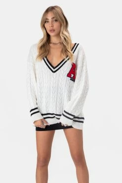 Adika Clothing Patrick Patch-Detail Cable Knit Sweater