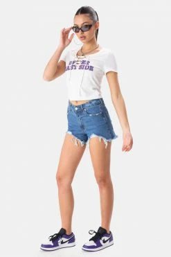 Adika Tommy Ripped Hem Denim Shorts