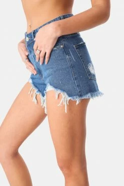 Adika Tommy Ripped Hem Denim Shorts