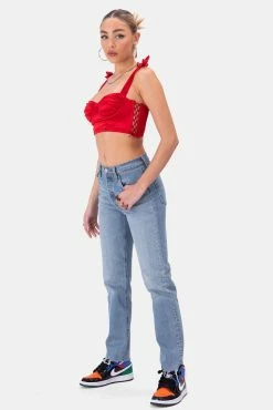 Adika Clayton Satin Finish Crop Top