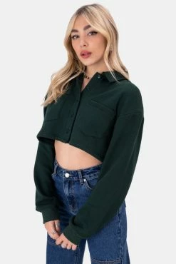 Outlet ❤️ Adika OUTLET Chardy Cropped Button-Down Sweatshirt ⌛ 7 Adika OUTLET Chardy Cropped Button-Down Sweatshirt