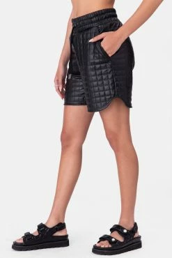 Adika Waffle Longline Faux Leather Shorts Clothing