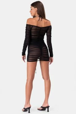 Promo 🤩 Adika Puerto Ruched Sheer Mini 👗 Dress 😍 8 Adika Puerto Ruched Sheer Mini Dress