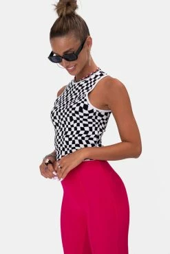 Wholesale 🥰 Adika OUTLET Motion Knitted Checkered Crop Top 🔥 7 Adika OUTLET Motion Knitted Checkered Crop Top