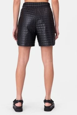 Adika Waffle Longline Faux Leather Shorts Clothing