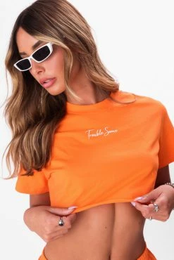 Promo ❤️ Adika TROUBLESOME Embroidered Cropped Tee Clothing ⭐ 8 Adika TROUBLESOME Embroidered Cropped Tee Clothing