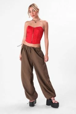 Adika Rouge Jacquard Corset Top Clothing